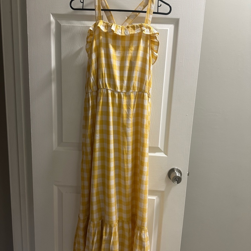 Cat & Jack Yellow and White Checkered Casual Dress